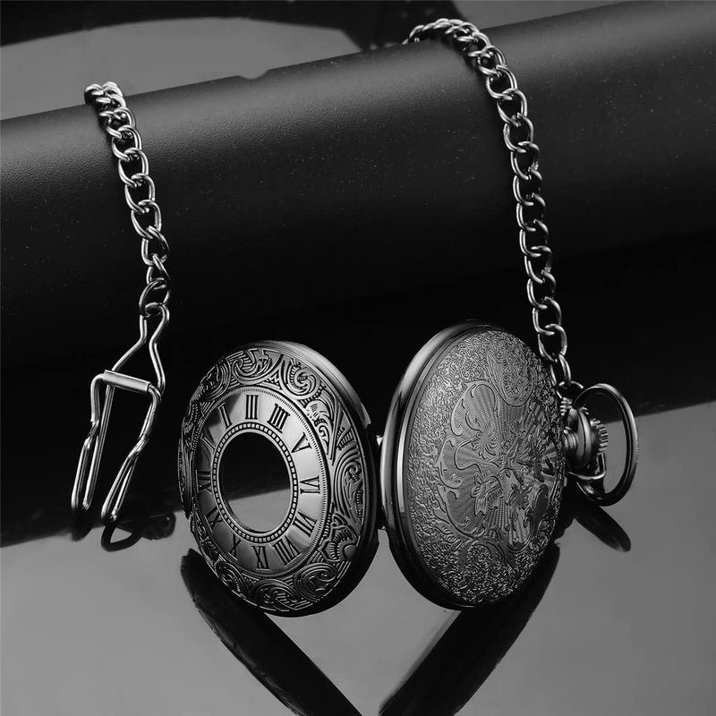 MJSCPHBJK Vintage Pocket Watch for Men Roman Numerals Scale Quartz Pocket Watches with Chain for Xmas Fathers Day Gift - Image 5